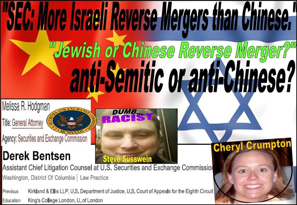 Chinese Reverse Merger, MELISSA HODGMAN, CHERYL CRUMPTON, STEVE SUSSWEIN, Joshua Braunstein, Derek Bentsen, SEC, David Massey, Tracy Timbers, RKO, FBI AGENT MATT KOMAR, THOMAS MCGUIRE, racism